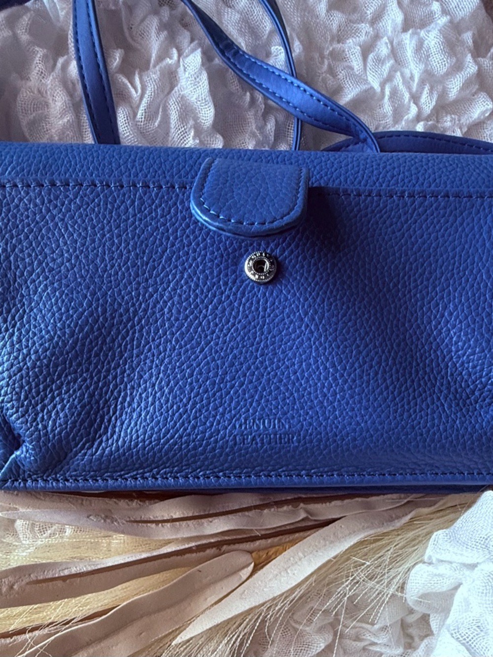 Blue Leather Crossbody Purse with Silver Accent by Safekeeper - Picture 4 of 7